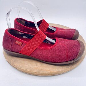 Keen Sienna Shoes Womens 10.5 Red Canvas Slip On Mary Jane Flats